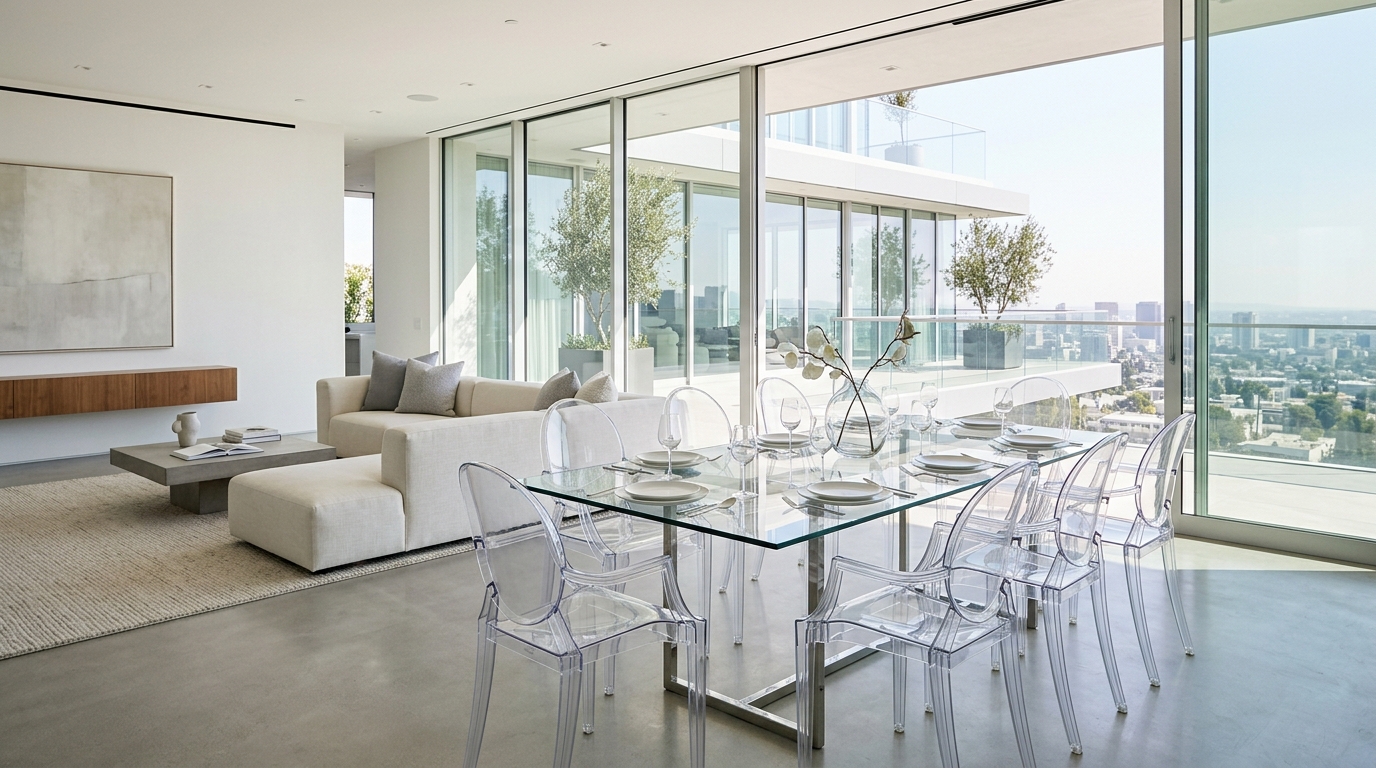 Use Transparent Acrylic or Glass Furniture