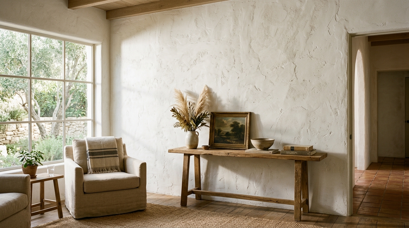 Whitewashed Stucco Wall Finishes