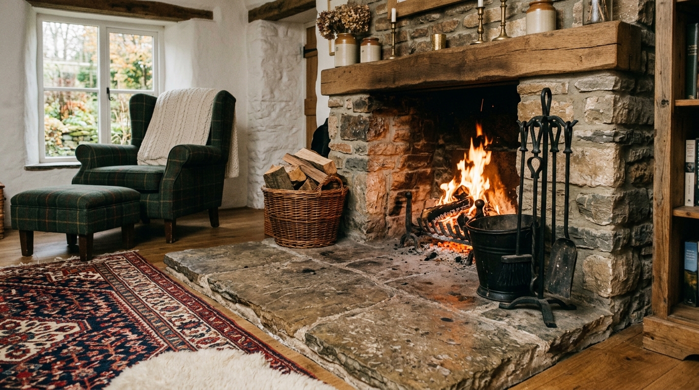 Worn Stone Fireplace Hearths