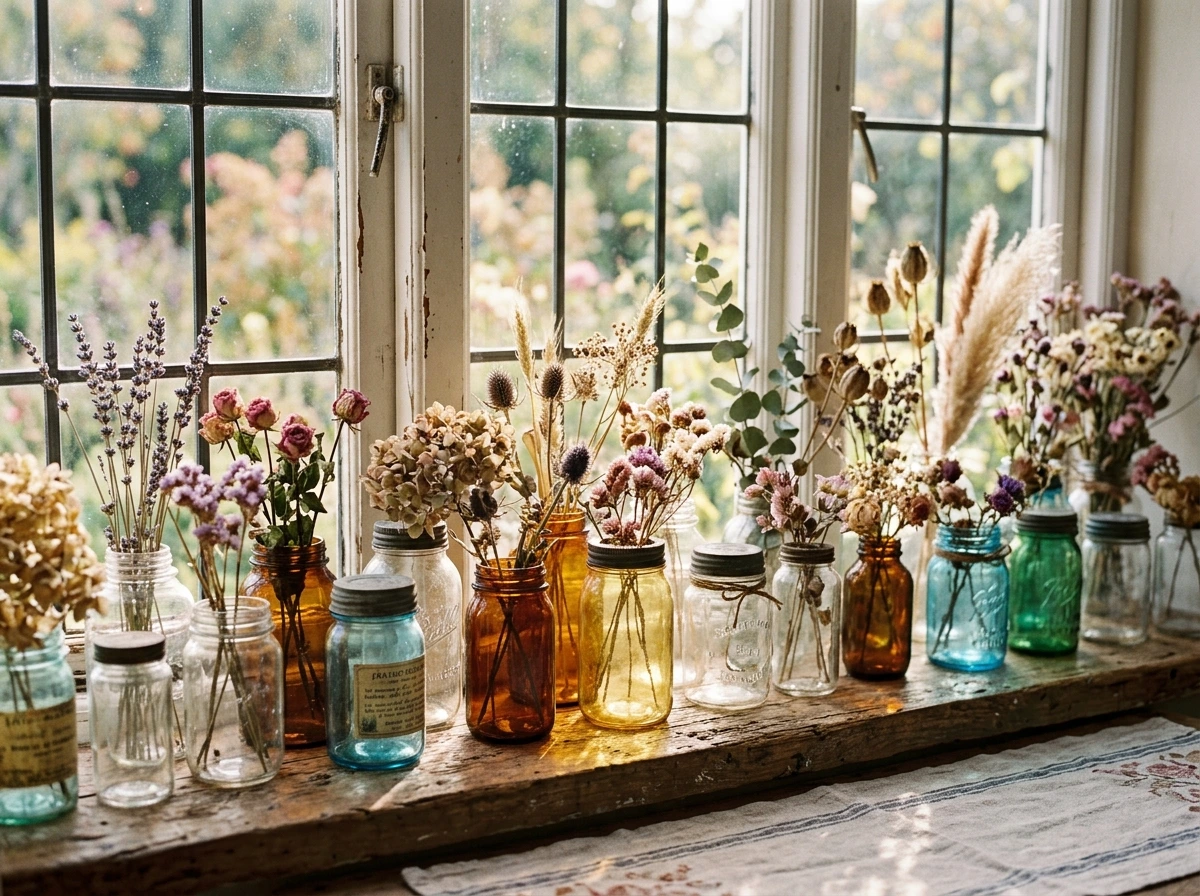 A Vintage Jam Jar Vase Collection for the Table