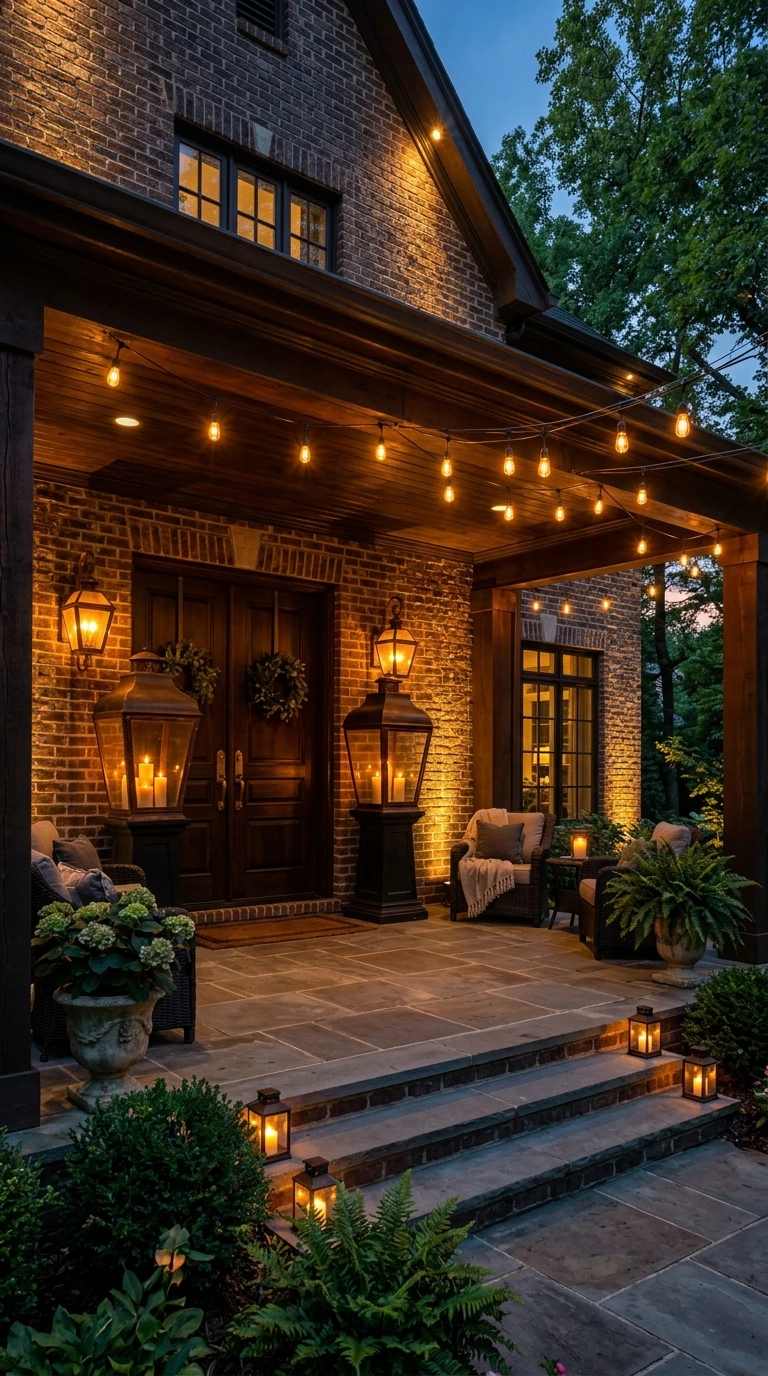 Adding Moody Fall Porch Decor Ideas Through Lighting