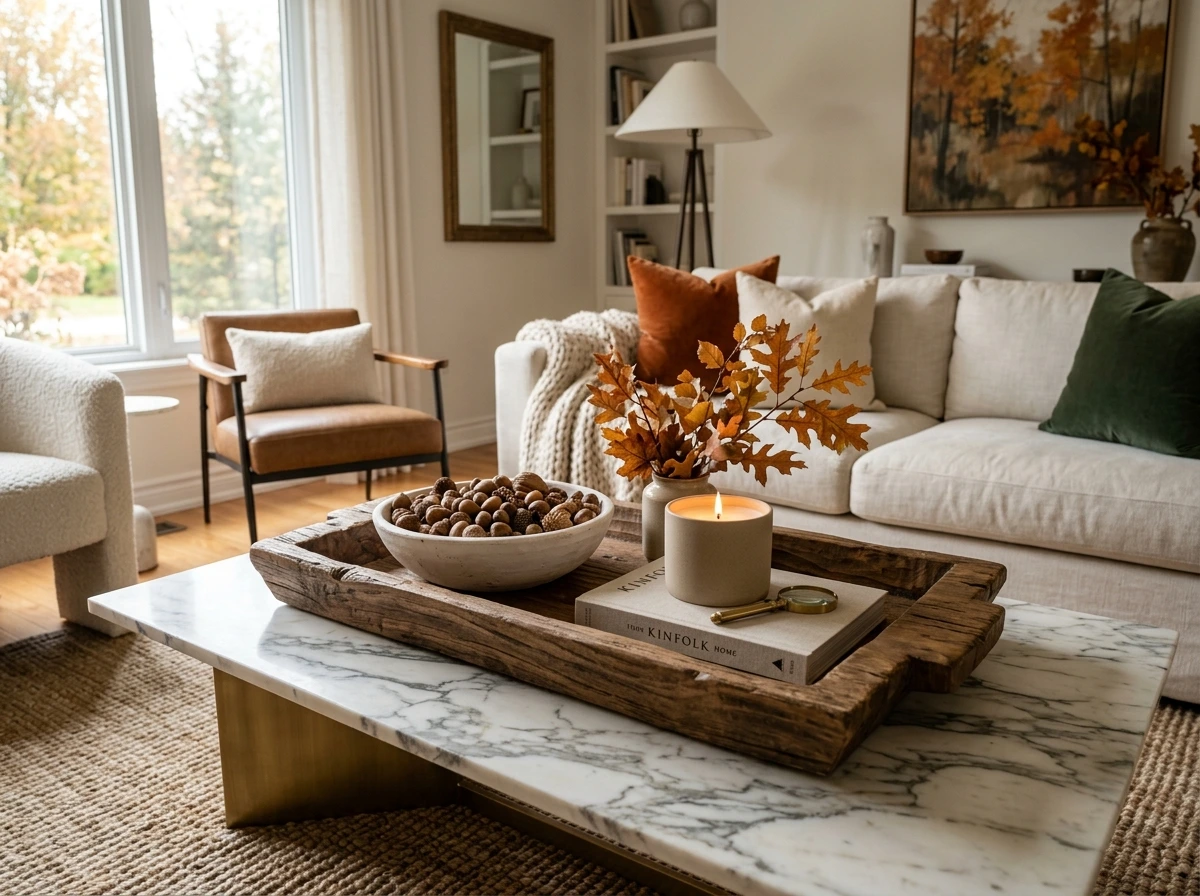 Anchor Your Fall Coffee Table Decor With Natural Trays