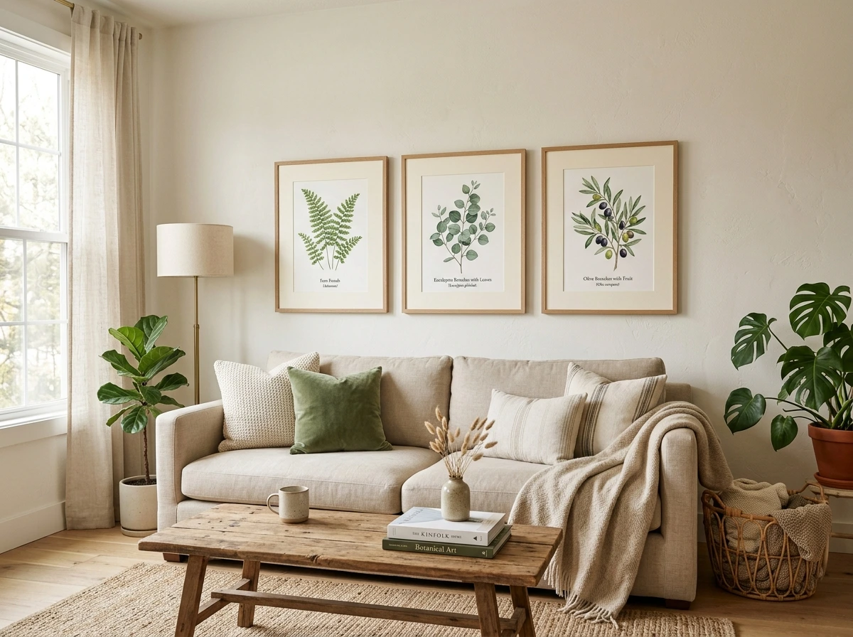 Autumn Botanical Prints Wall Art for a Softer Focal Point