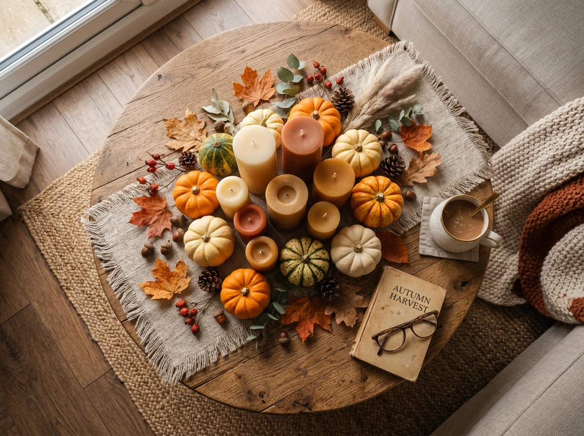 Candle and Pumpkin Coffee Table Decor for Instant Warmth