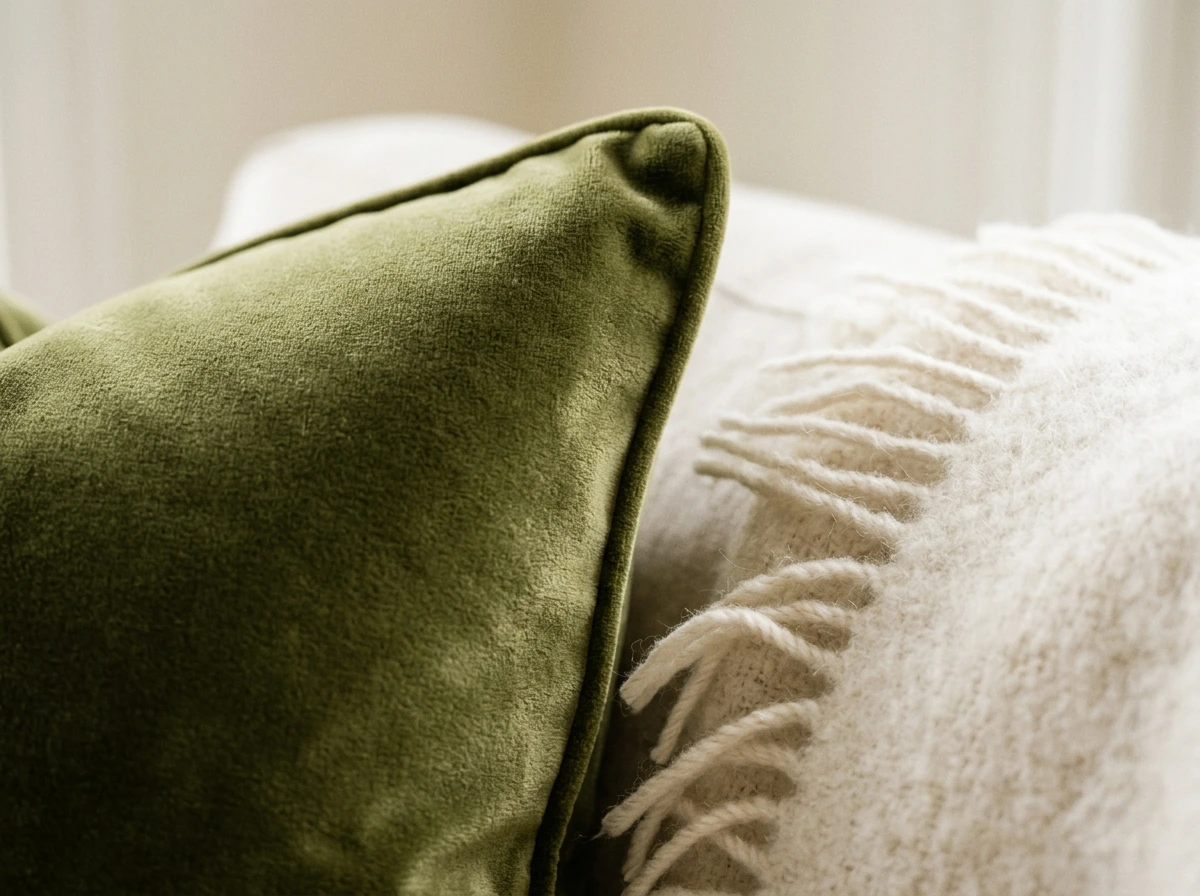 Cashmere Throw And Velvet Pillow Fall Combination For Refined Seating Areas