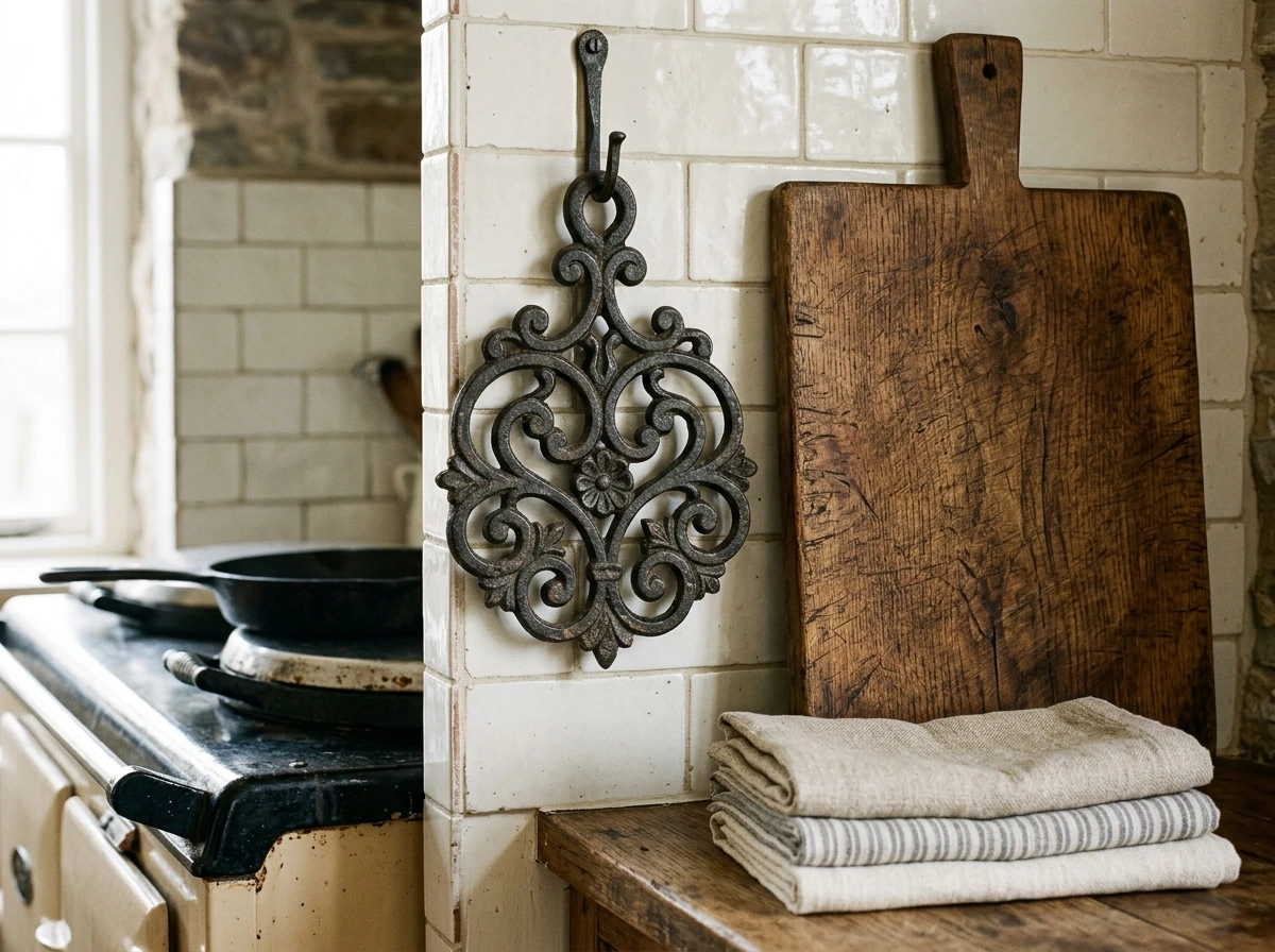Cast Iron and Wood Accents in a Cottagecore Fall Kitchen