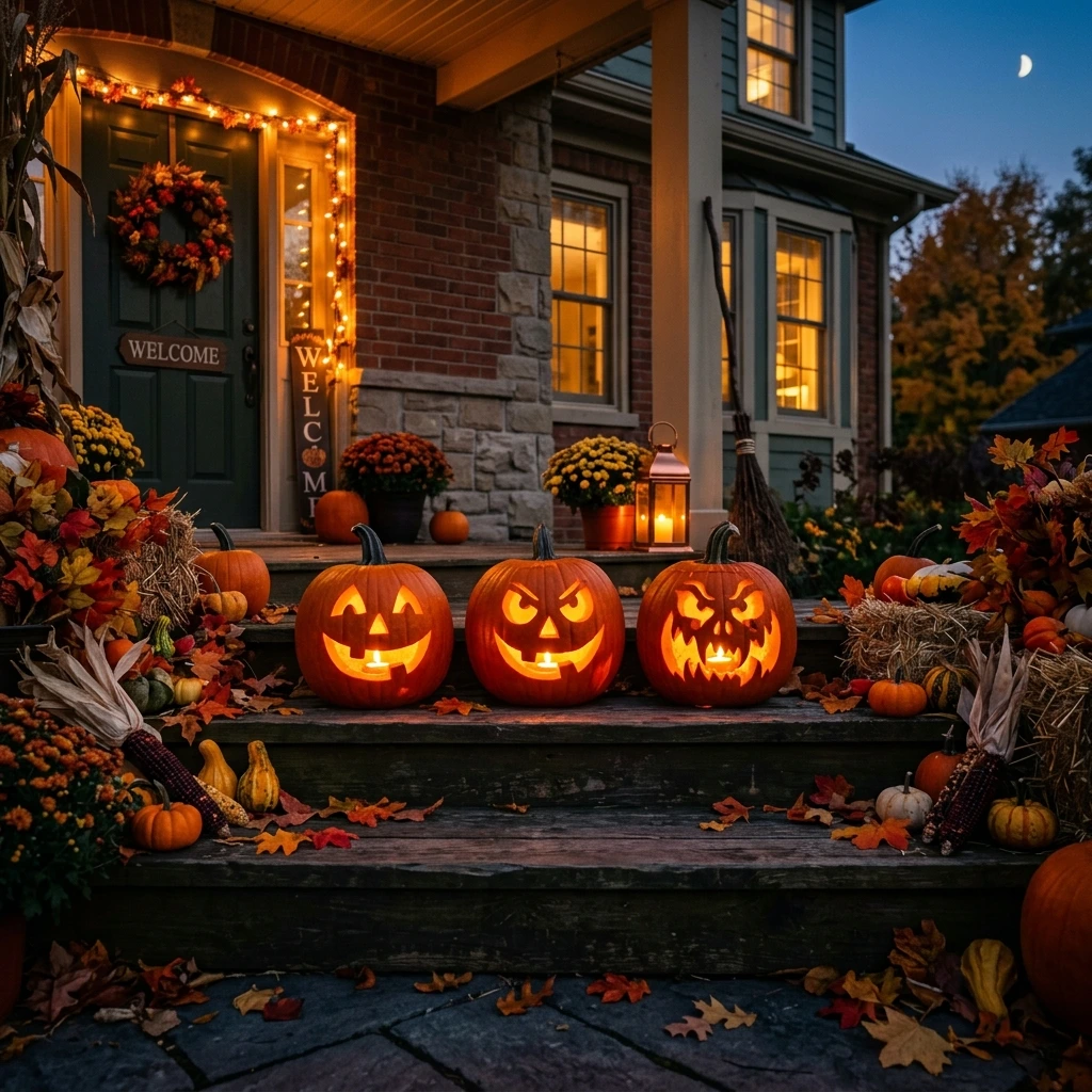 Classic Jack-o-Lantern Porch Halloween Decor That Wows the Neighbors