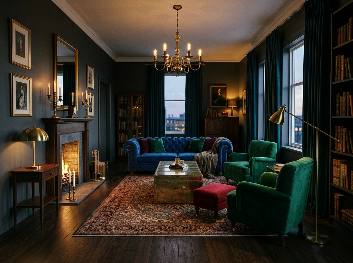 Dark Moody Autumn Living Room Full Look