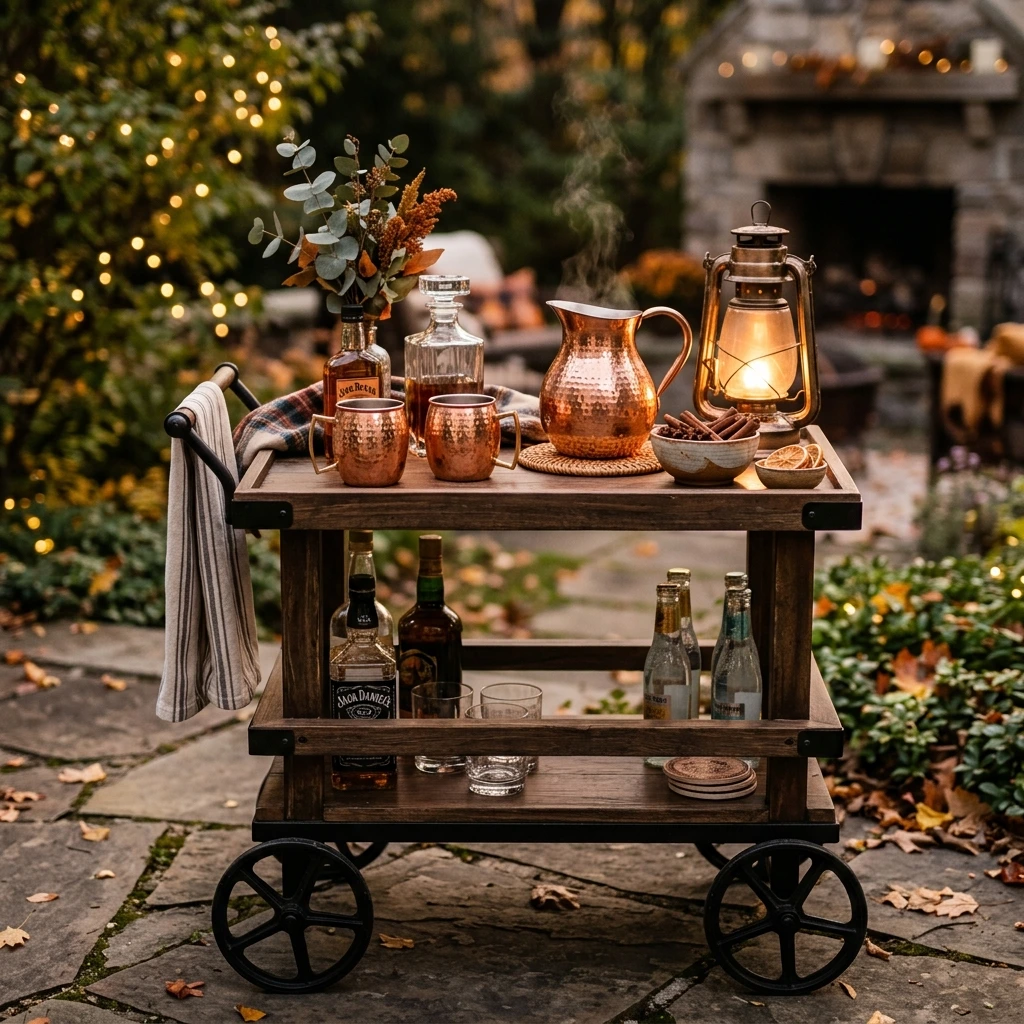 Decorate a Fall Outdoor Bar Cart