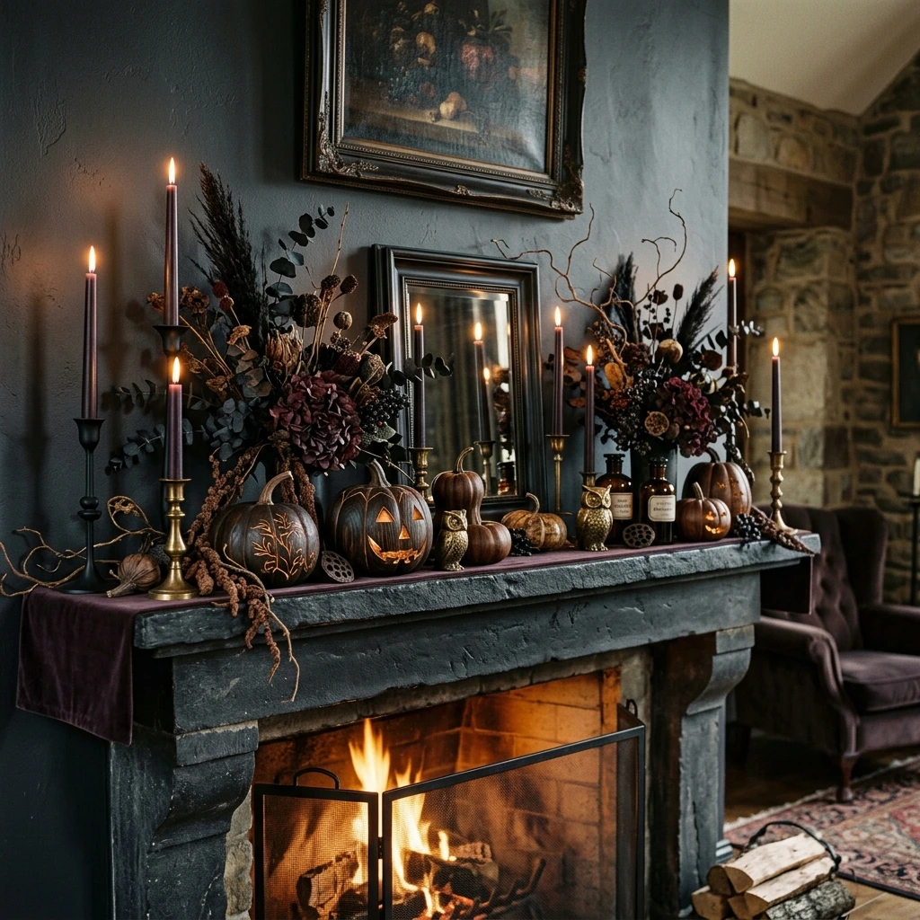 Elegant Halloween Mantel Decor Ideas for a Sophisticated Spooky Look