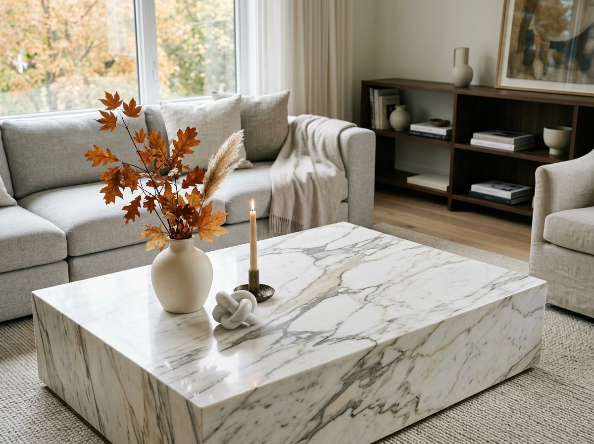 Elevate Your Fall Coffee Table Decor With Height and Light