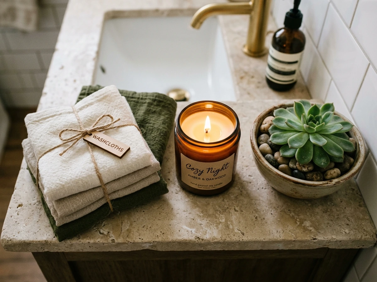 Fall Bathroom Counter Styling