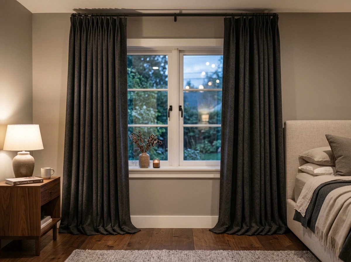 Fall Bedroom Drapery In Wool And Heavy Linen For The Sophisticated Home