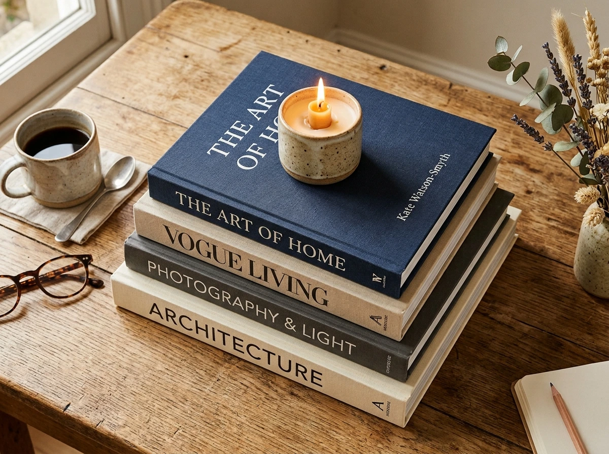 Fall Books Stack Styling for Height and Reading-Room Warmth