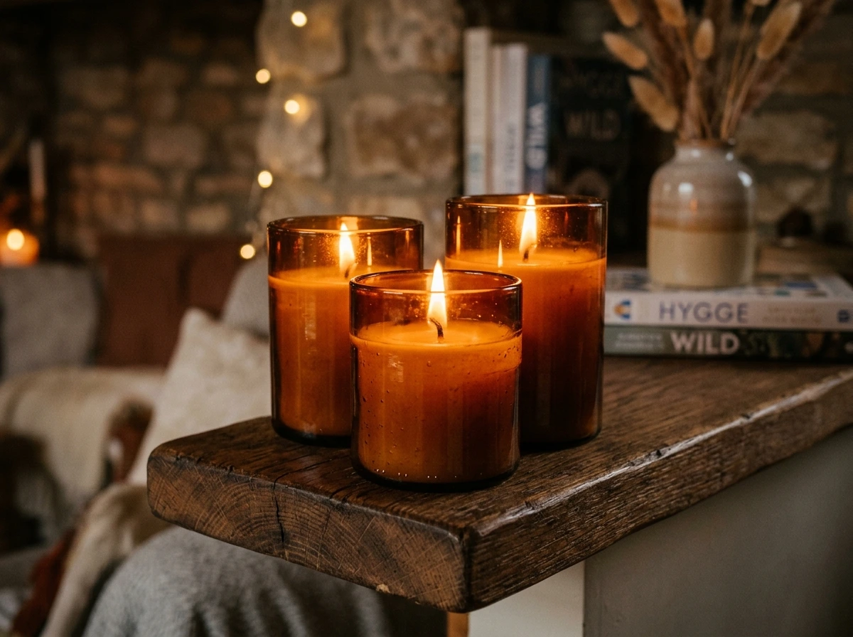 Fall Candle Cluster Shelf Decor for Warm, Layered Light