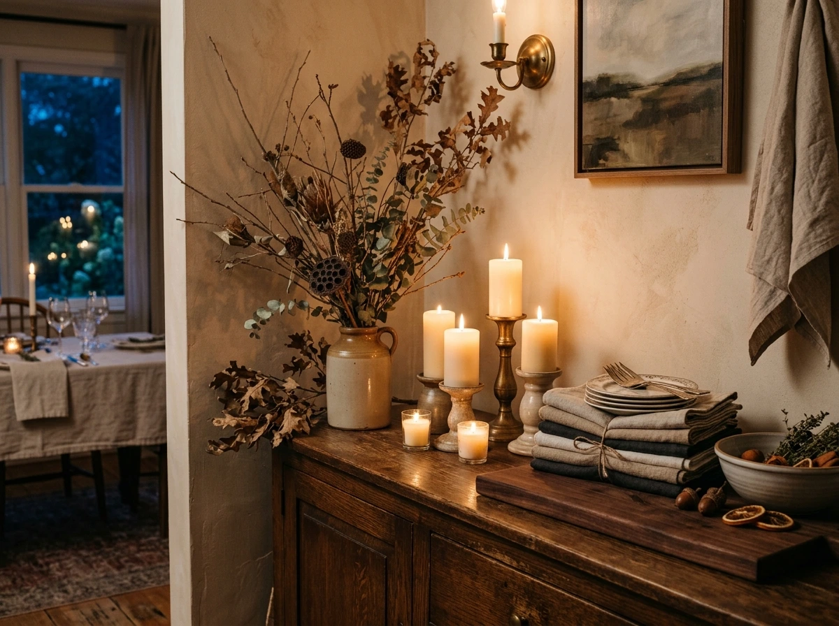 Fall Dining Room Buffet Styling