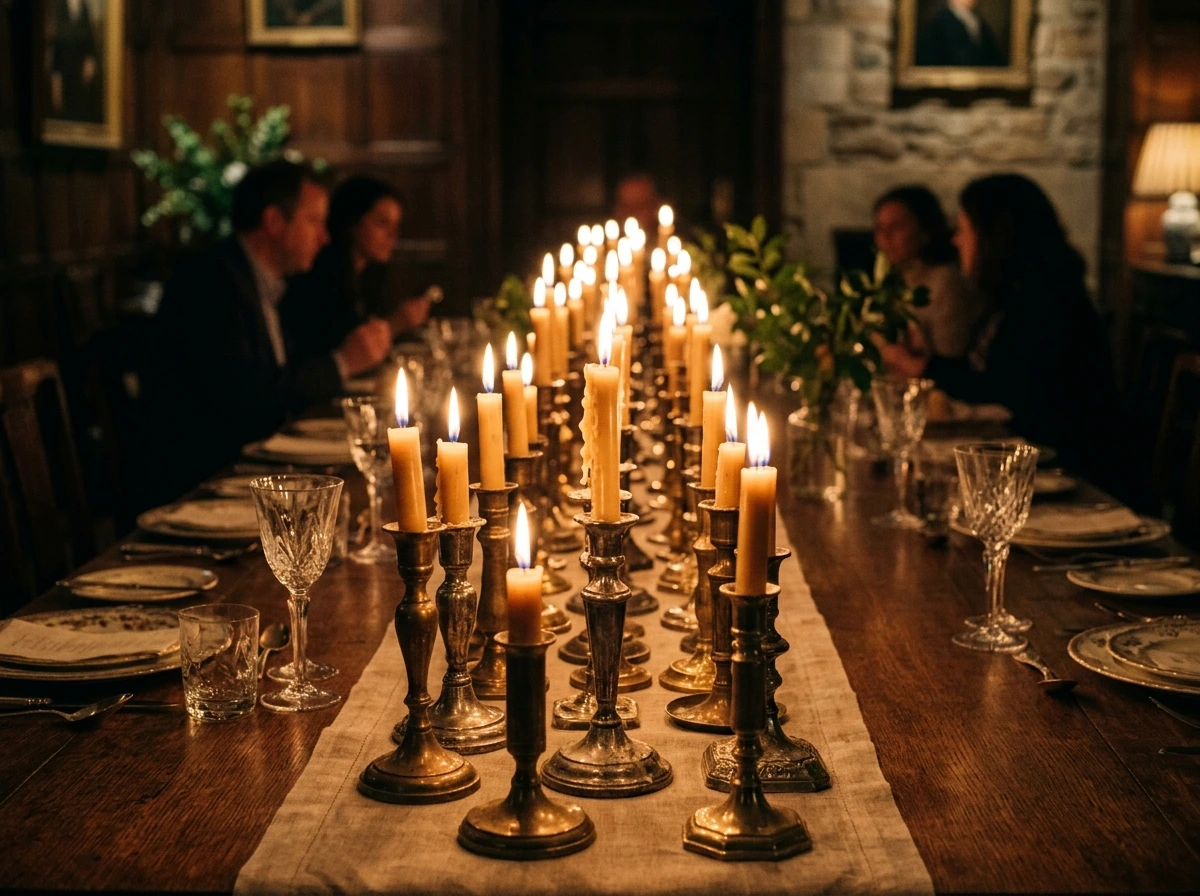 Fall Table Lighting With Taper Candles And Candlesticks