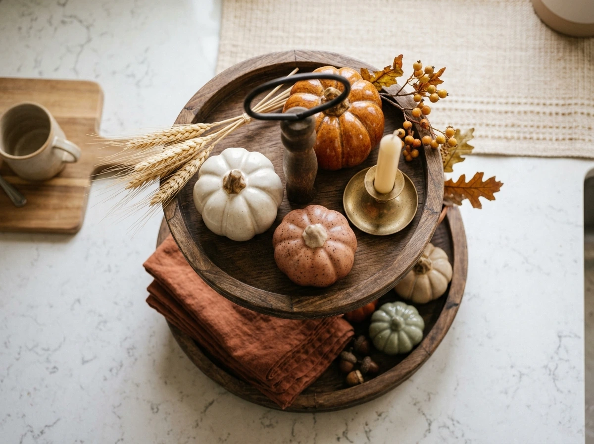 Fall Tiered Tray Kitchen Display