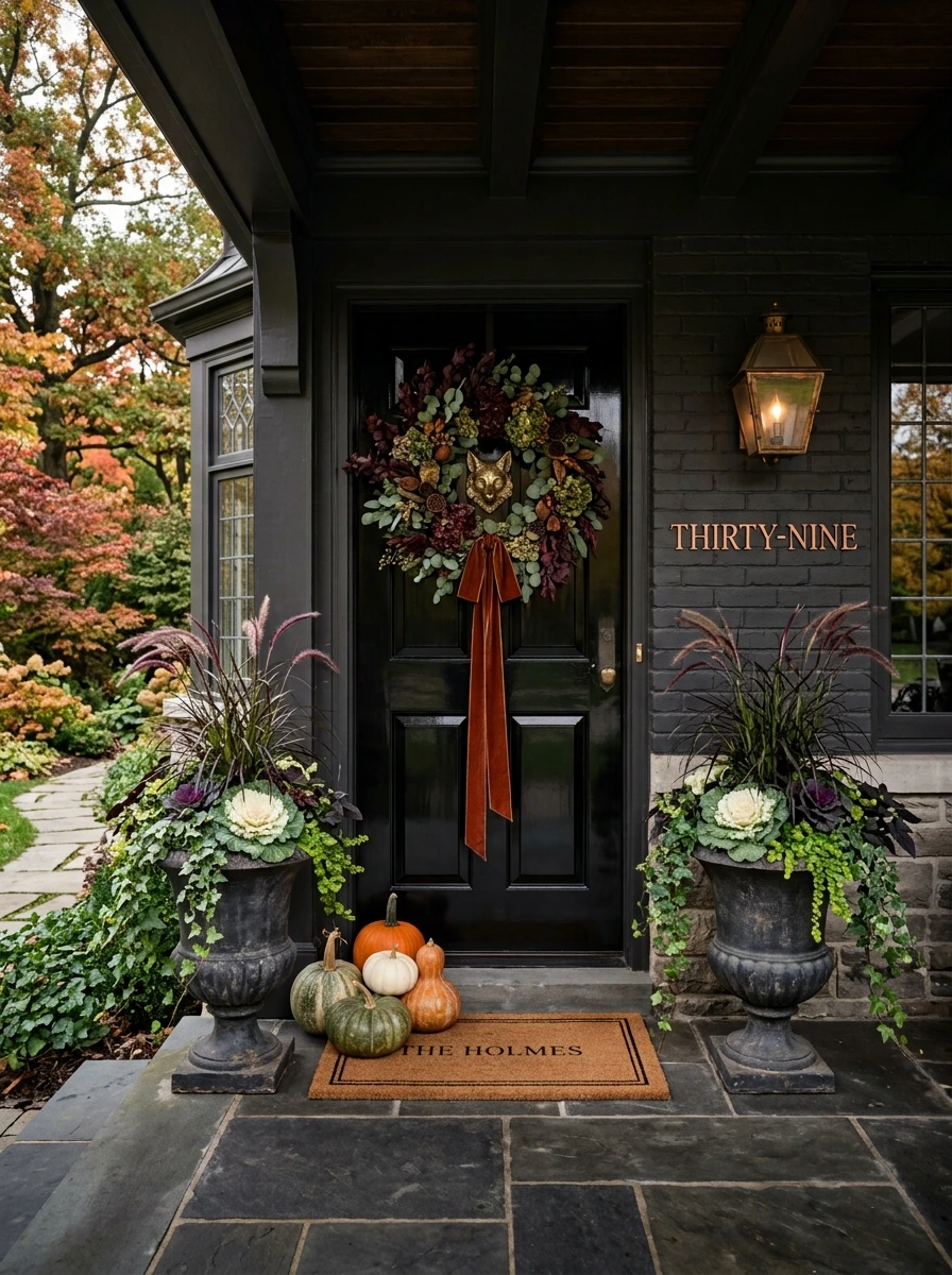 Frame the Door with High-End Fall Front Porch Ideas