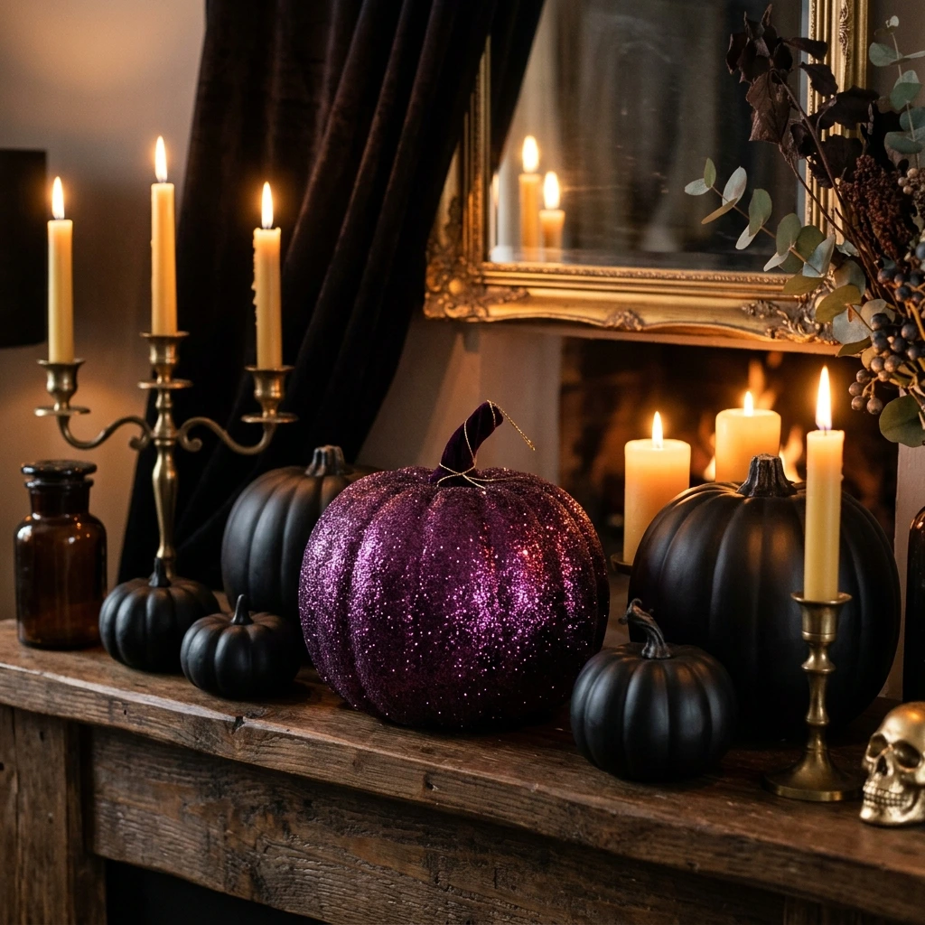 Glitter Pumpkin Halloween Decor for a Glam Touch