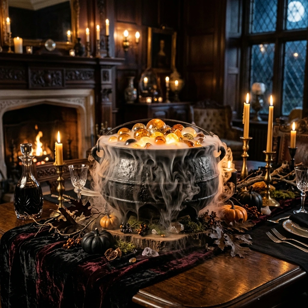 Halloween Cauldron Centerpiece Display for a Bold Finish