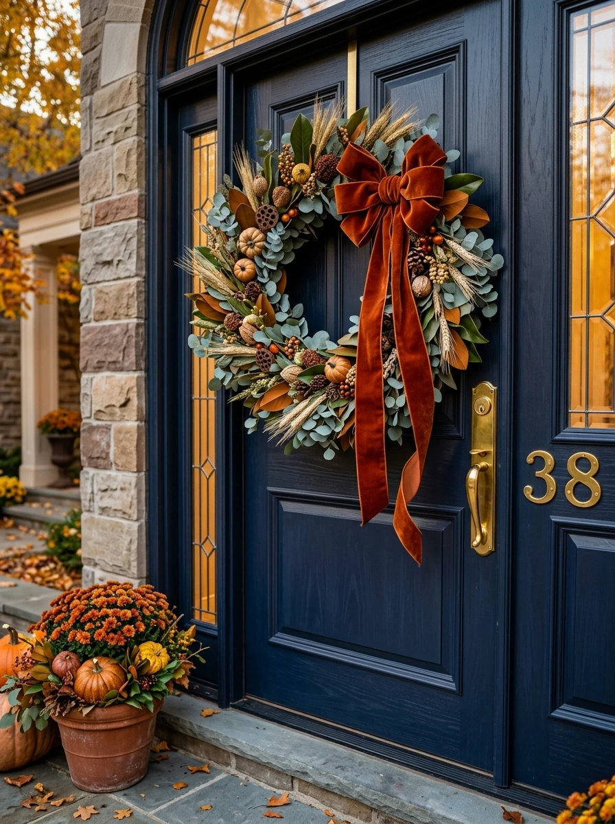 Let the Front Door Drive Your Small Fall Porch Ideas