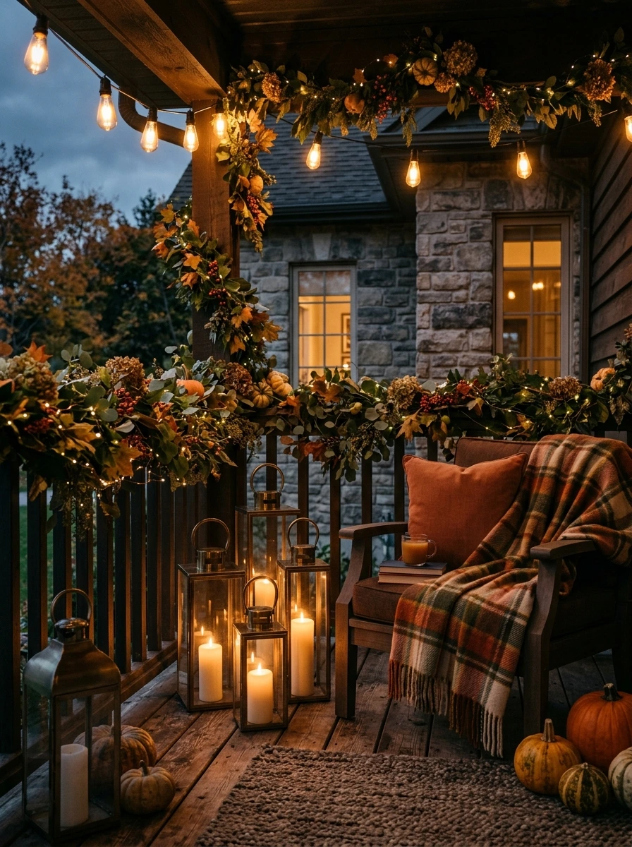 Lighting and Texture for Small Fall Porch Ideas