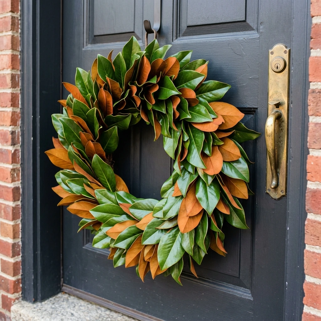 Magnolia Leaf Wreath for an Elegant Fall Entrance