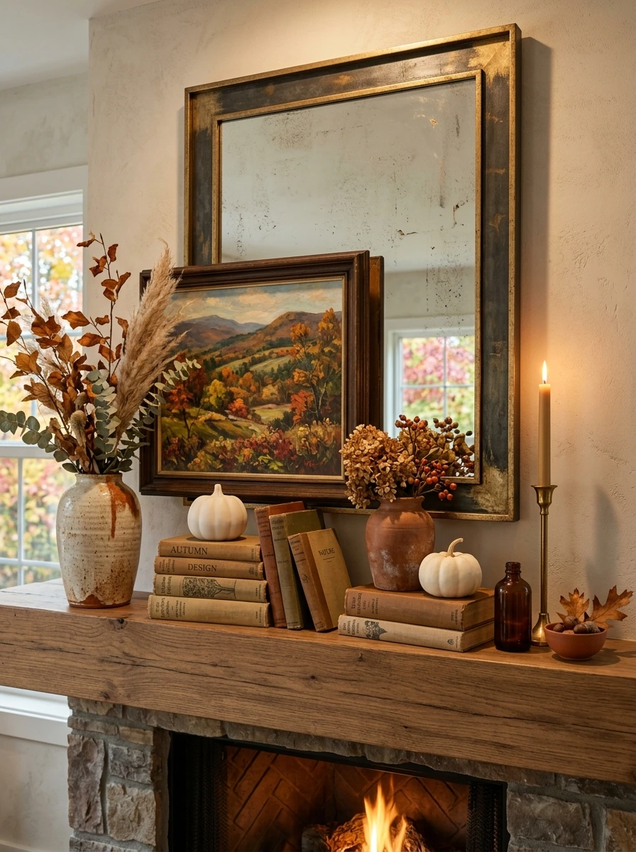 Master Layered Mantel Styling for Fall Fireplace Decor