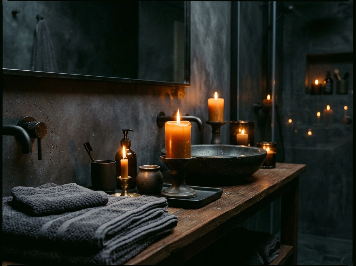 Moody Dark Fall Bathroom Aesthetic