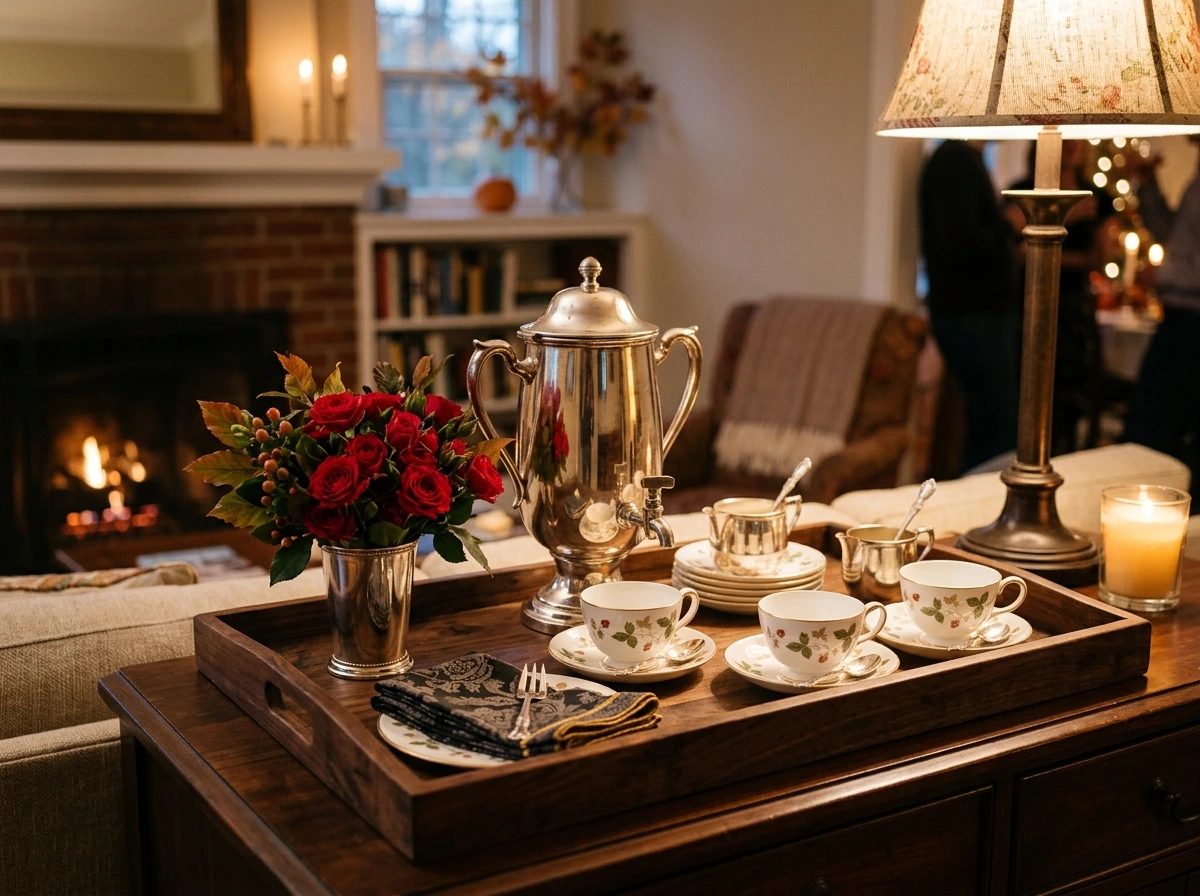 Old Money Fall Entertaining With A Considered Beverage Station