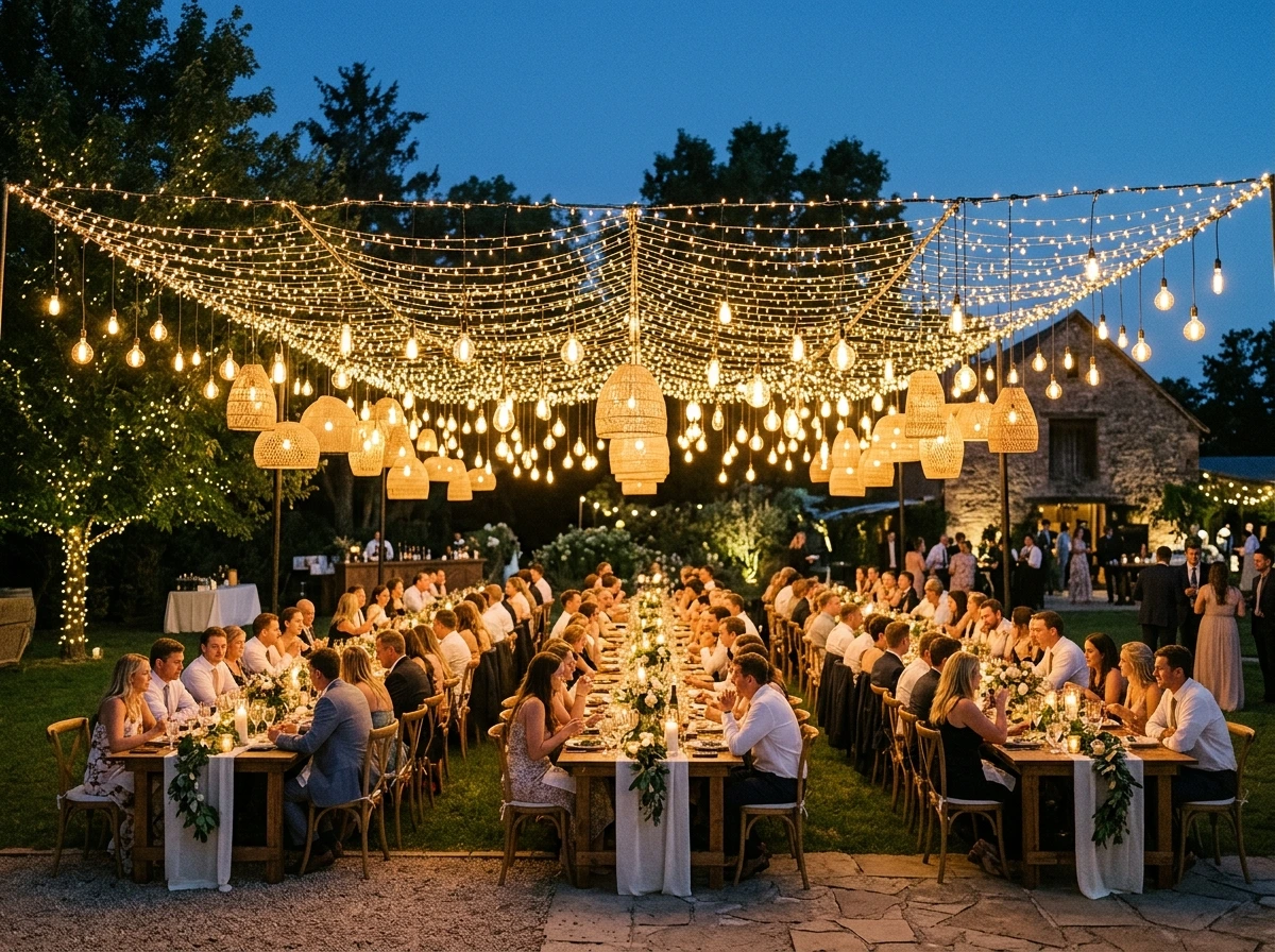 Over-the-Reception Drop-Down Light Canopies