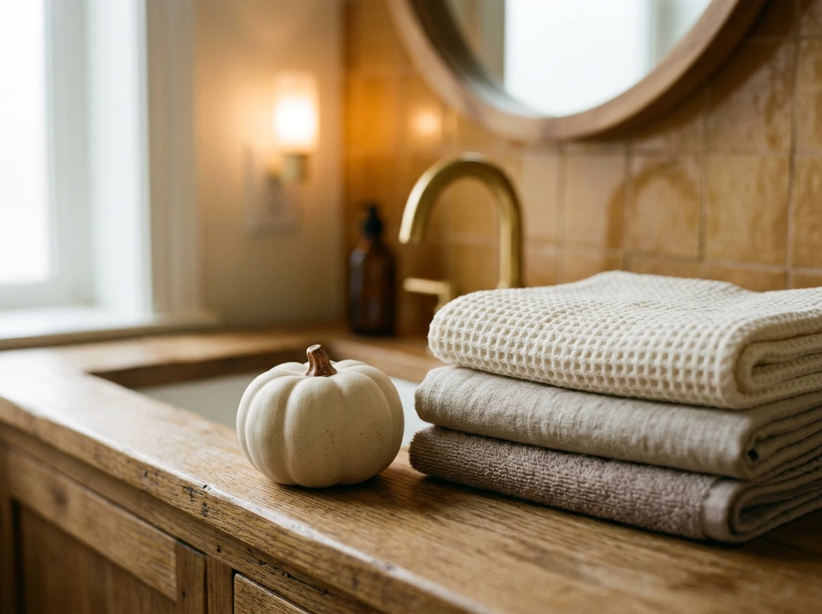 Pumpkin Decor Bathroom Styling
