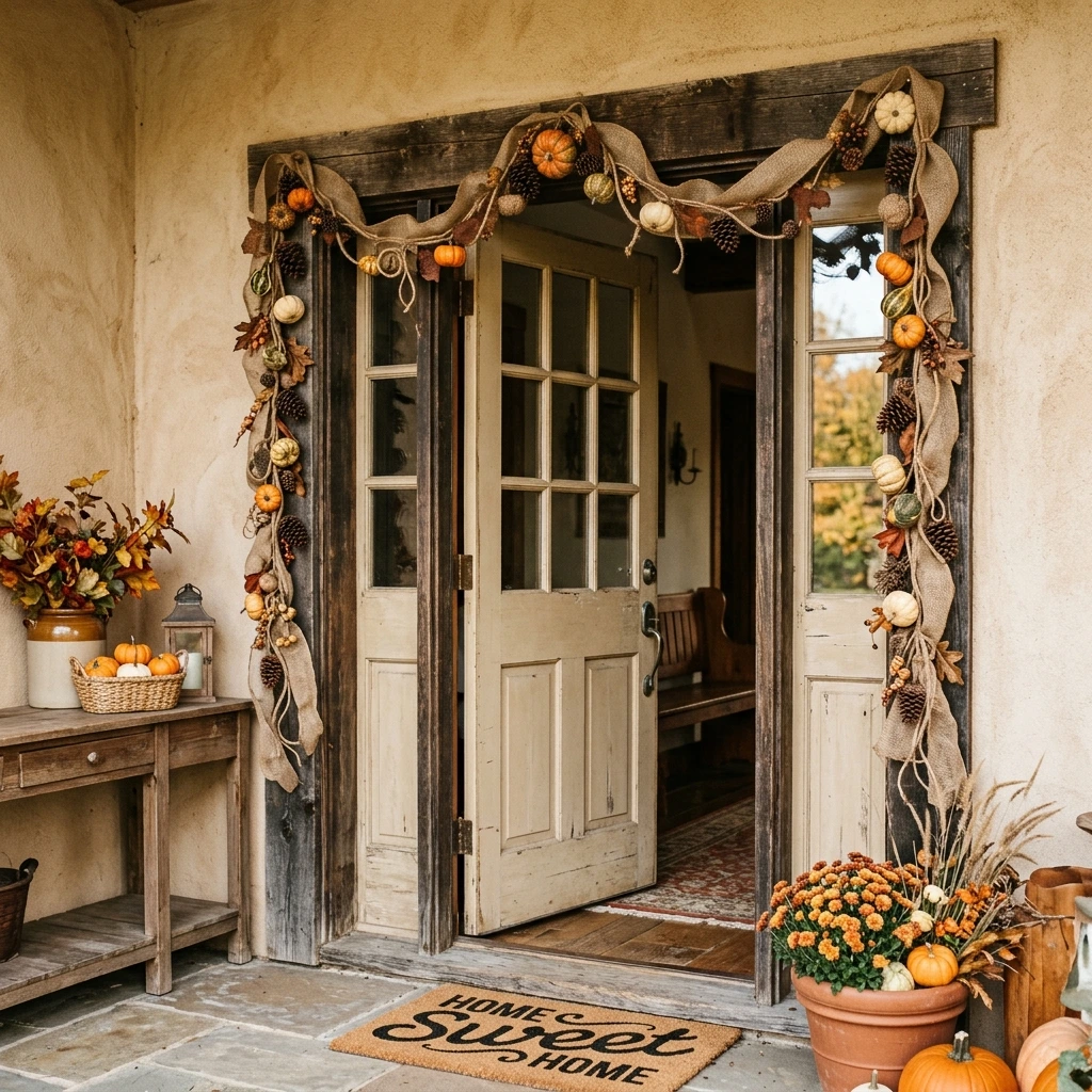 Rustic Burlap and Twine Door Garland
