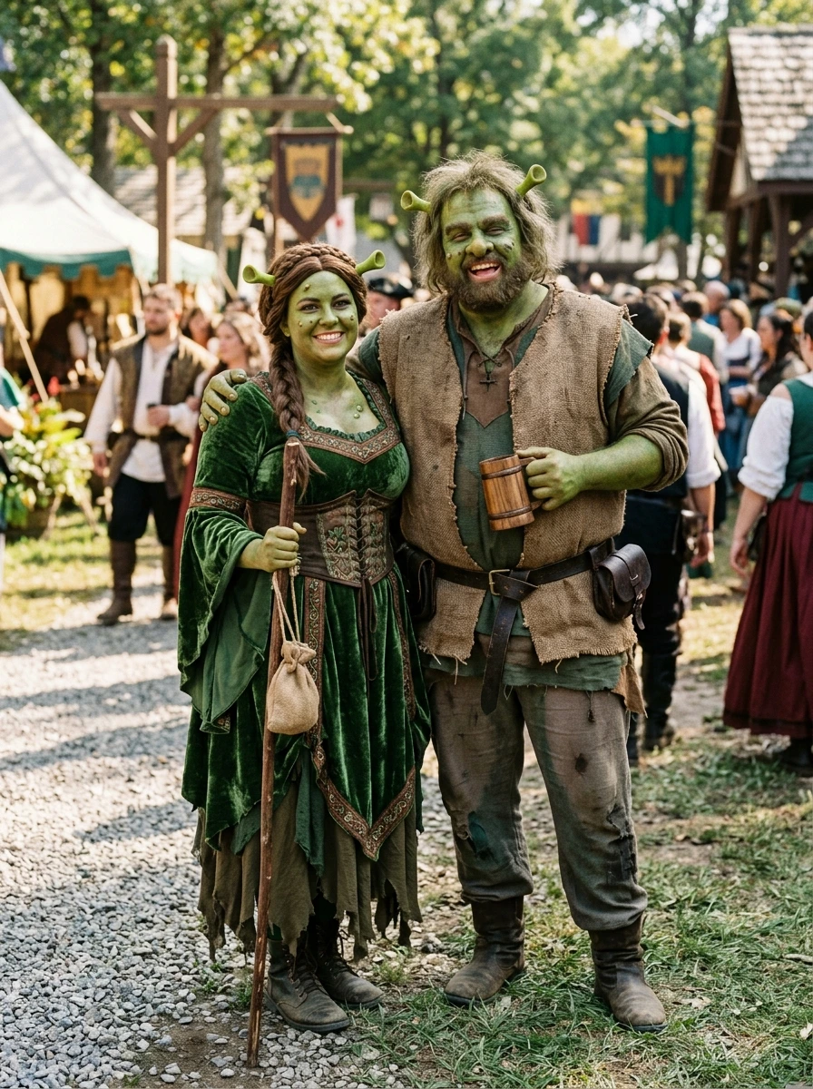 Shrek and Princess Fiona Duo Halloween Costume Ideas