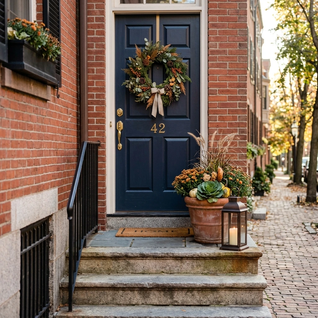 Small Porch Fall Decor That Maximizes a Tight Footprint