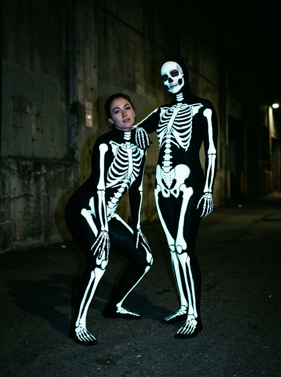 Spooky Skeleton Matching Couple Costumes