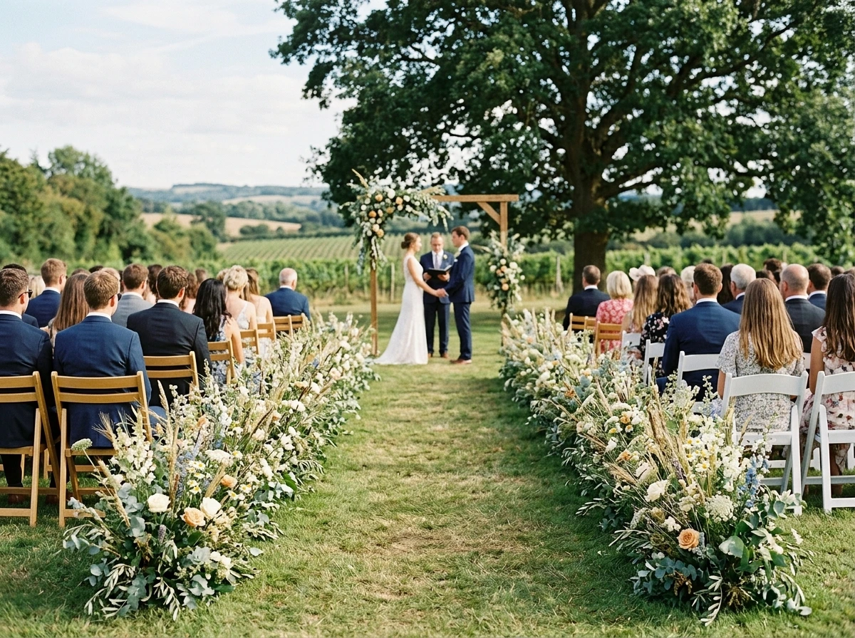 Symmetrical Axial Ceremony Meadow Aisles