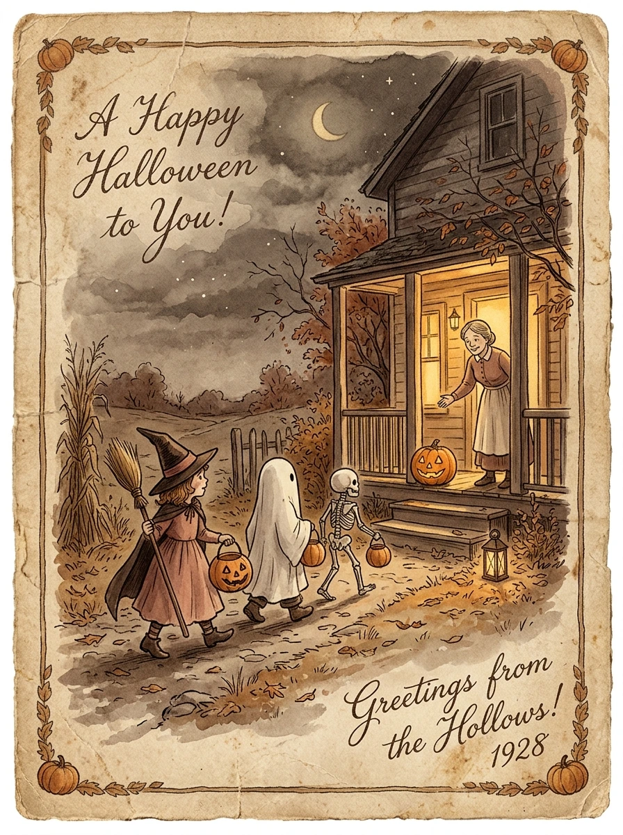 Vintage Halloween Postcards Aesthetic for Nostalgic Vibes