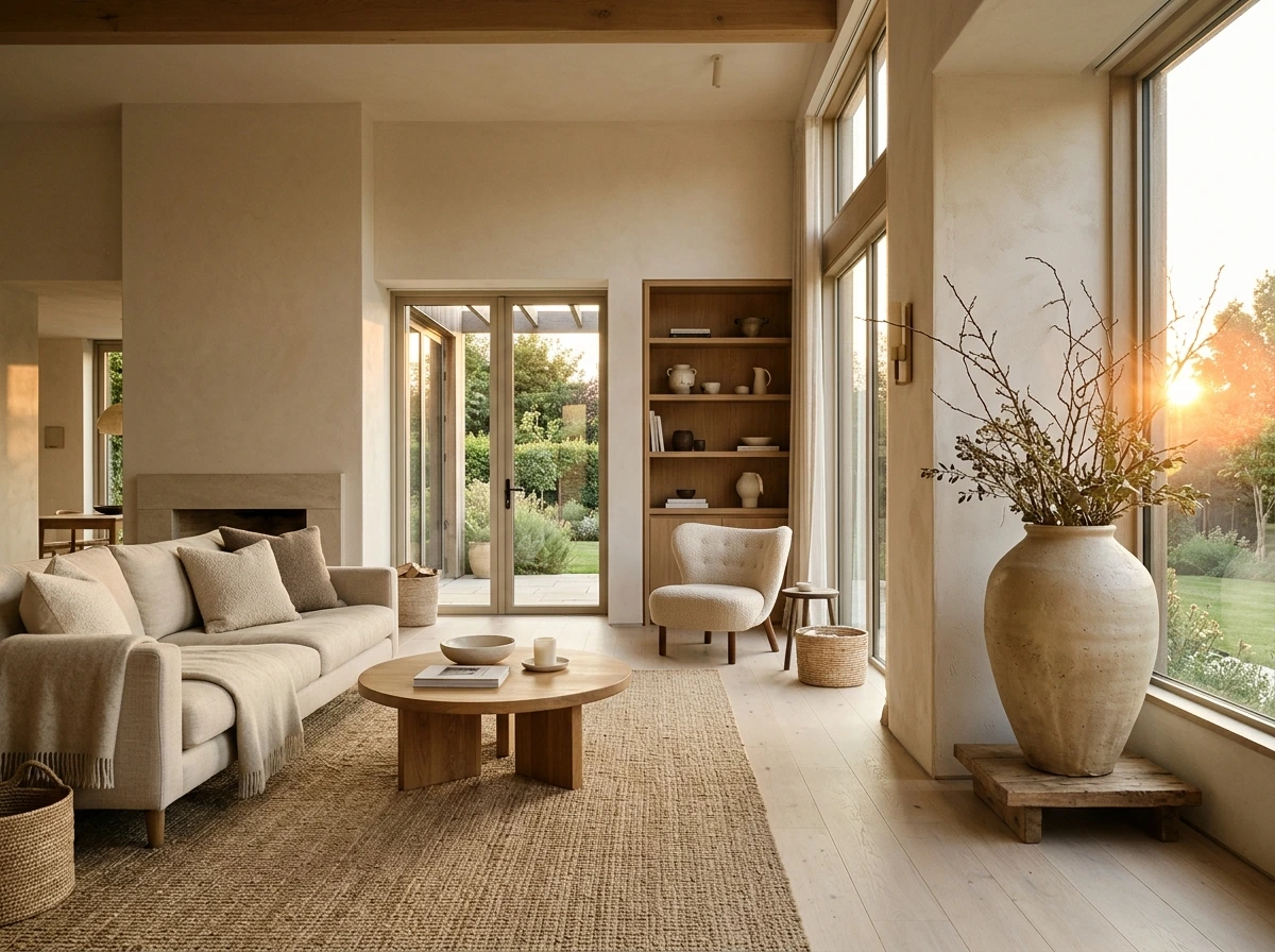 Warm Minimalist Fall Living Room Full Look