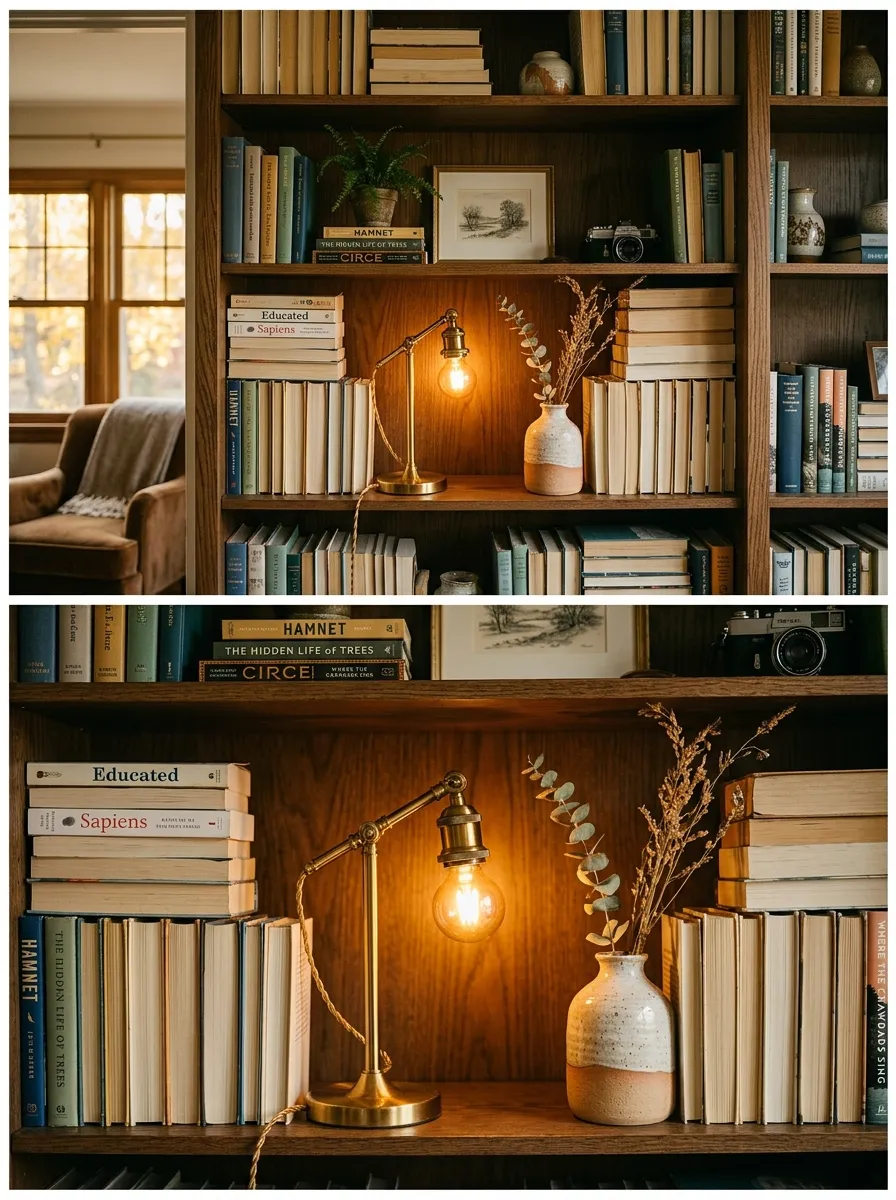 November Bookshelf Styling That Photographs Well and Still Feels Lived In
