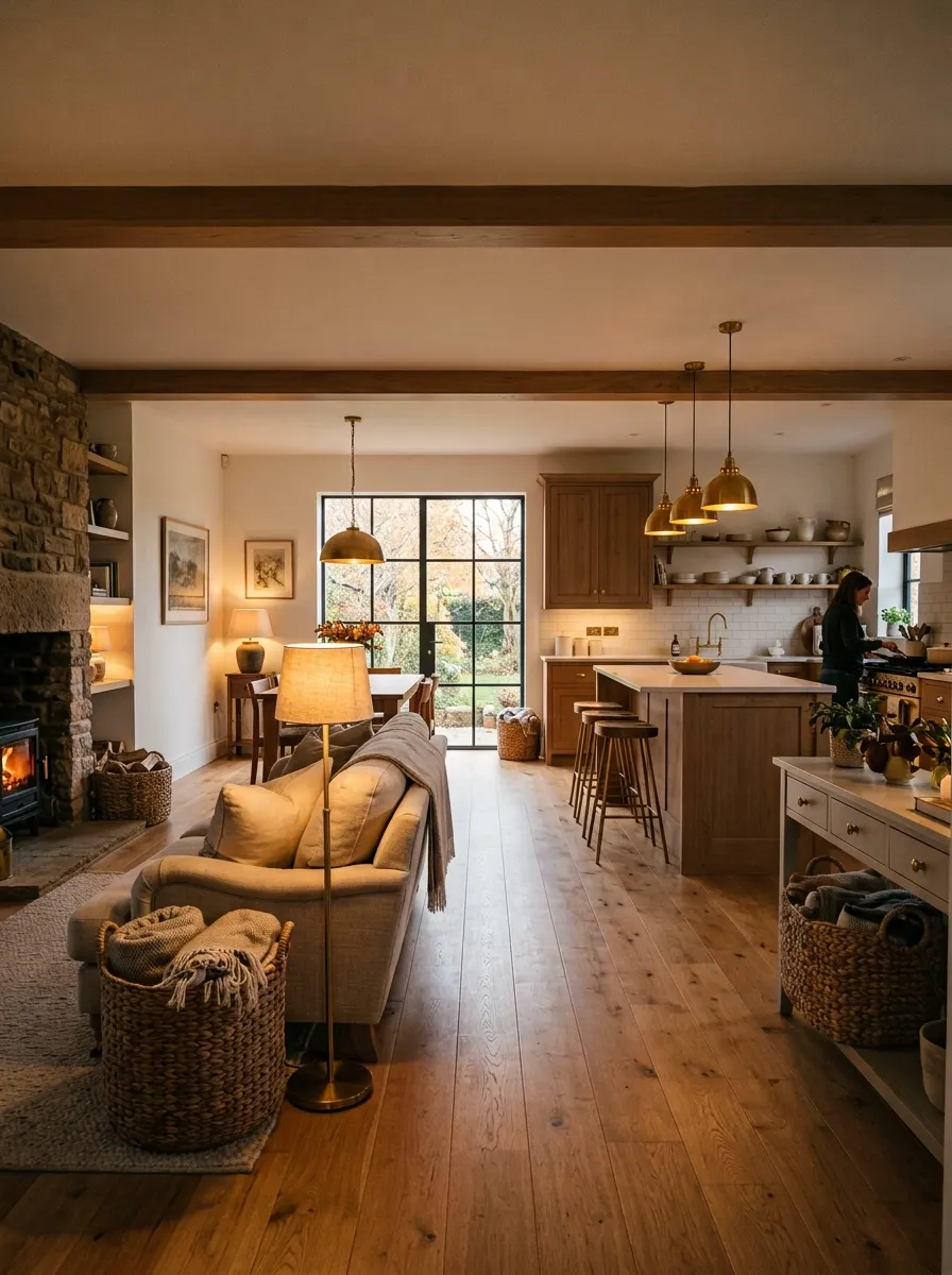 Open Concept November Decor: One Kitchen, One Living Room, One Cohesive Space