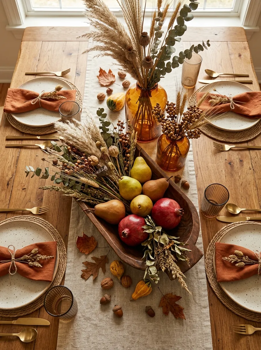 The Dining Table Centerpiece, Before and After Thanksgiving